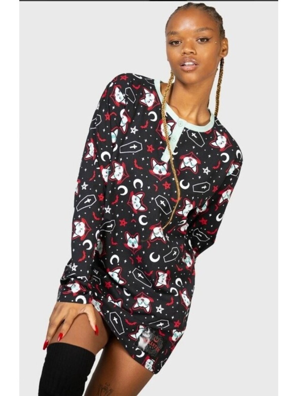 Killstar Lil Vampurr Lounge Top Pajamas Long Sleep Shirt Unisex Size Large NEW